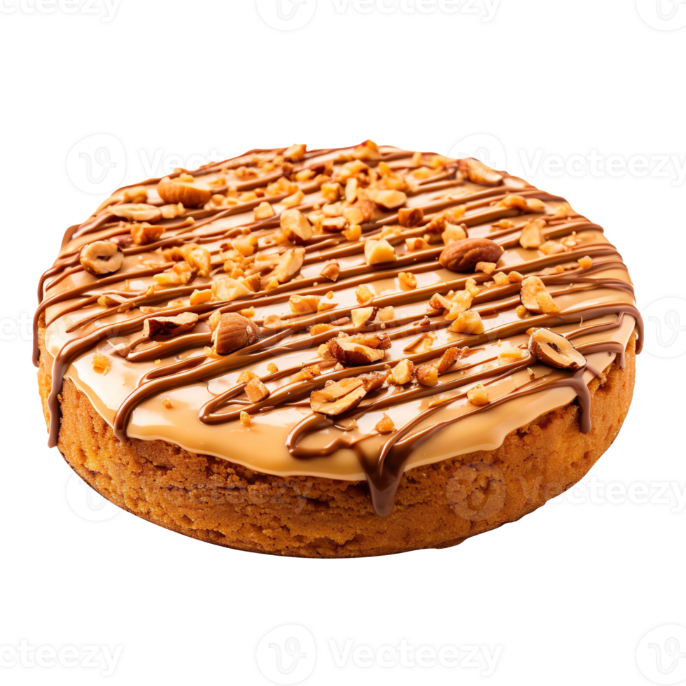Caramelized peanut cookie cake isolated on transparent background png