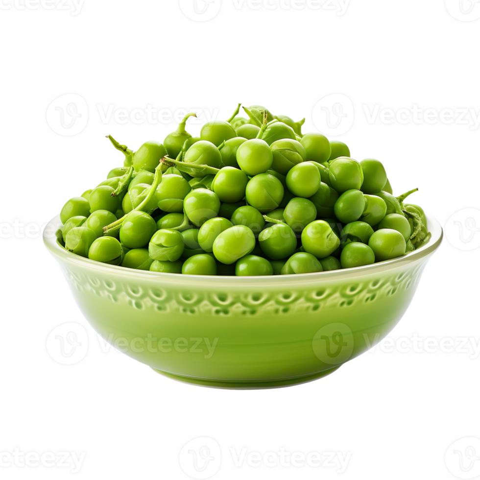Bowl with green peas isolated on transparent background png