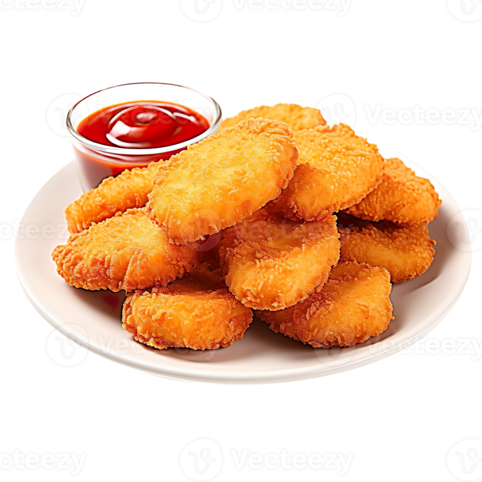 Chicken Nuggets on a Plate isolated on transparent background png