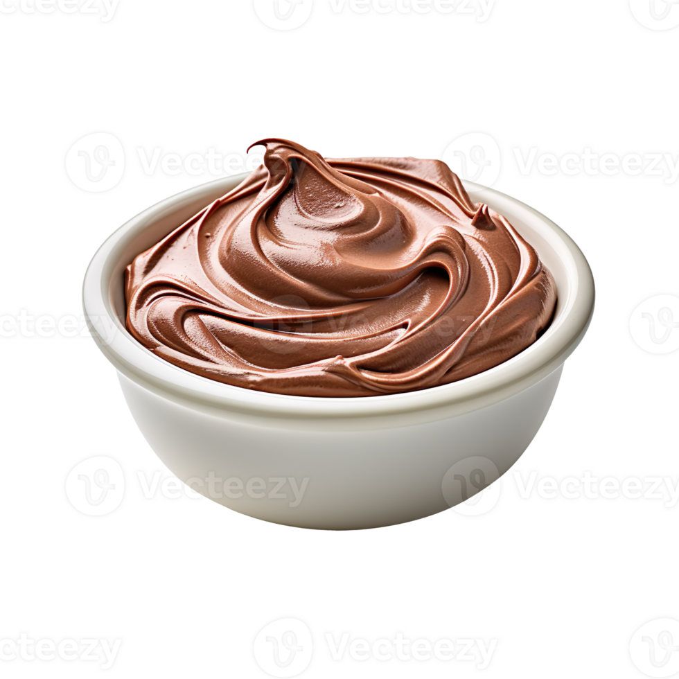 chocolate cream in a bowl isolated on transparent background png