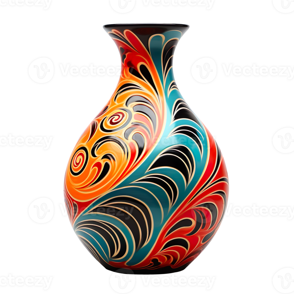 colorful ceramic vase isolated on transparent background png