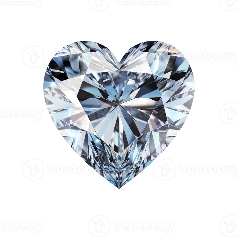 diamond in heart shape isolated on transparent background png