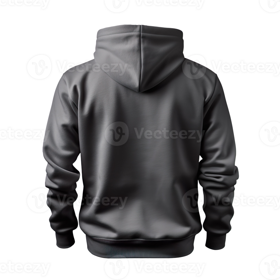 dark grey hoodie back side isolated on transparent background png
