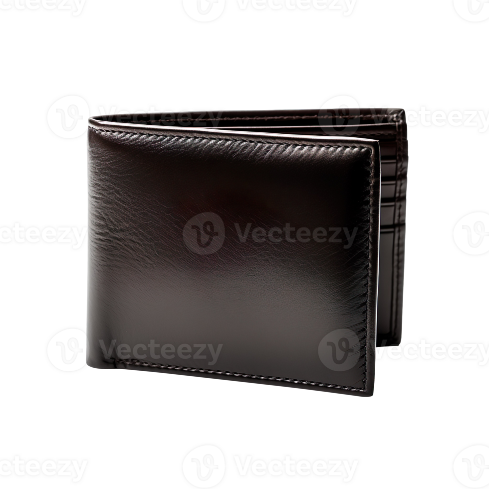 Dark leather wallet isolated on transparent background png