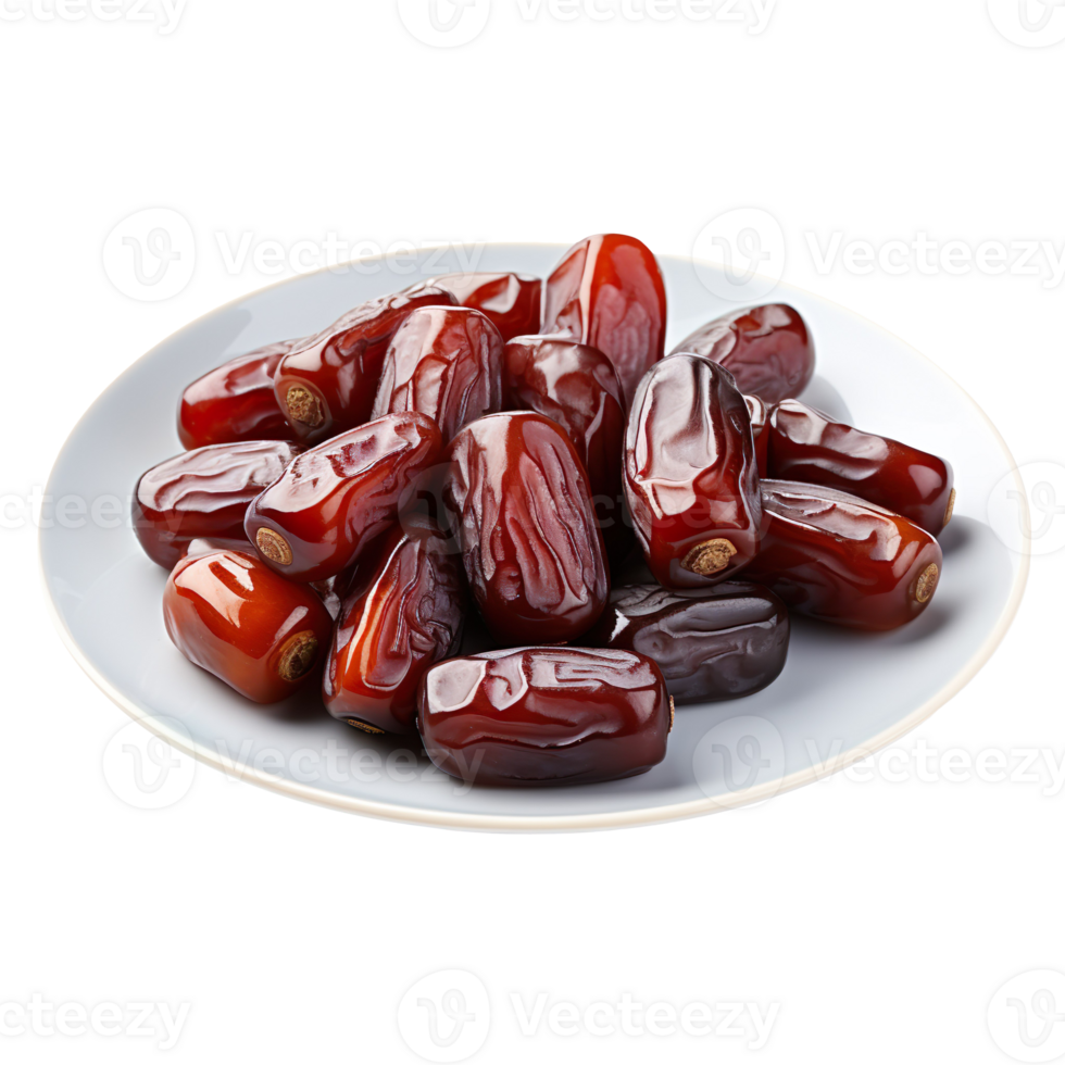 Dates in a plate isolated on transparent background png