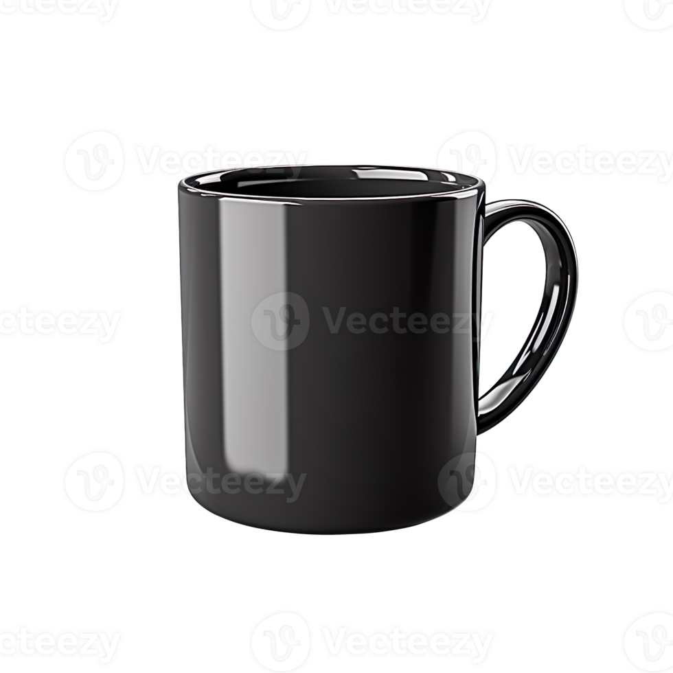 Empty black coffee mug isolated on transparent background png