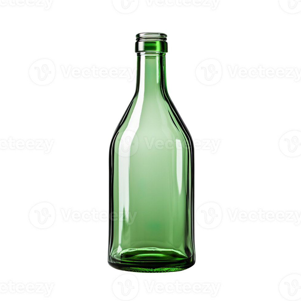 Empty green glass bottle isolated on transparent background png