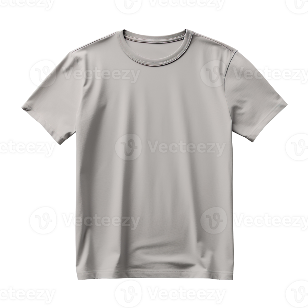 Empty blank gray men's T-shirt isolated on transparent background png
