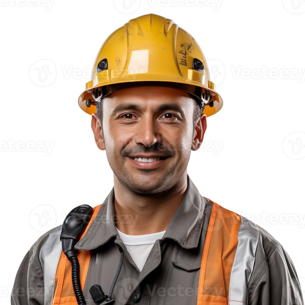 Engineer with helmet isolated on transparent background png