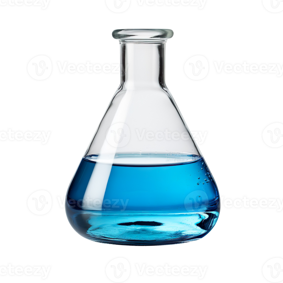 Flask with blue liquid isolated on transparent background png