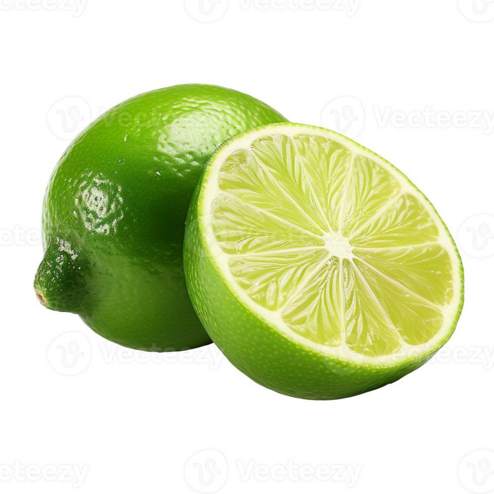 fresh green lime half slice isolated on transparent background png