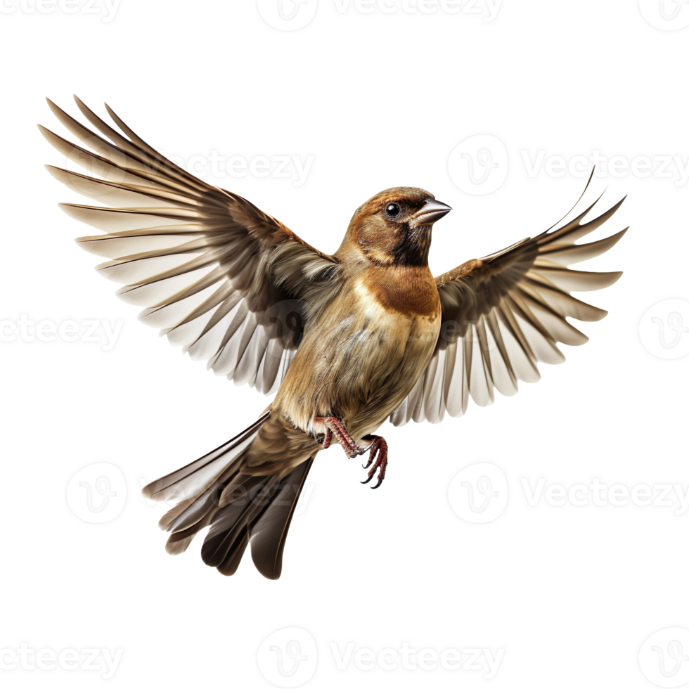 Flying Sparrow isolated on transparent background png