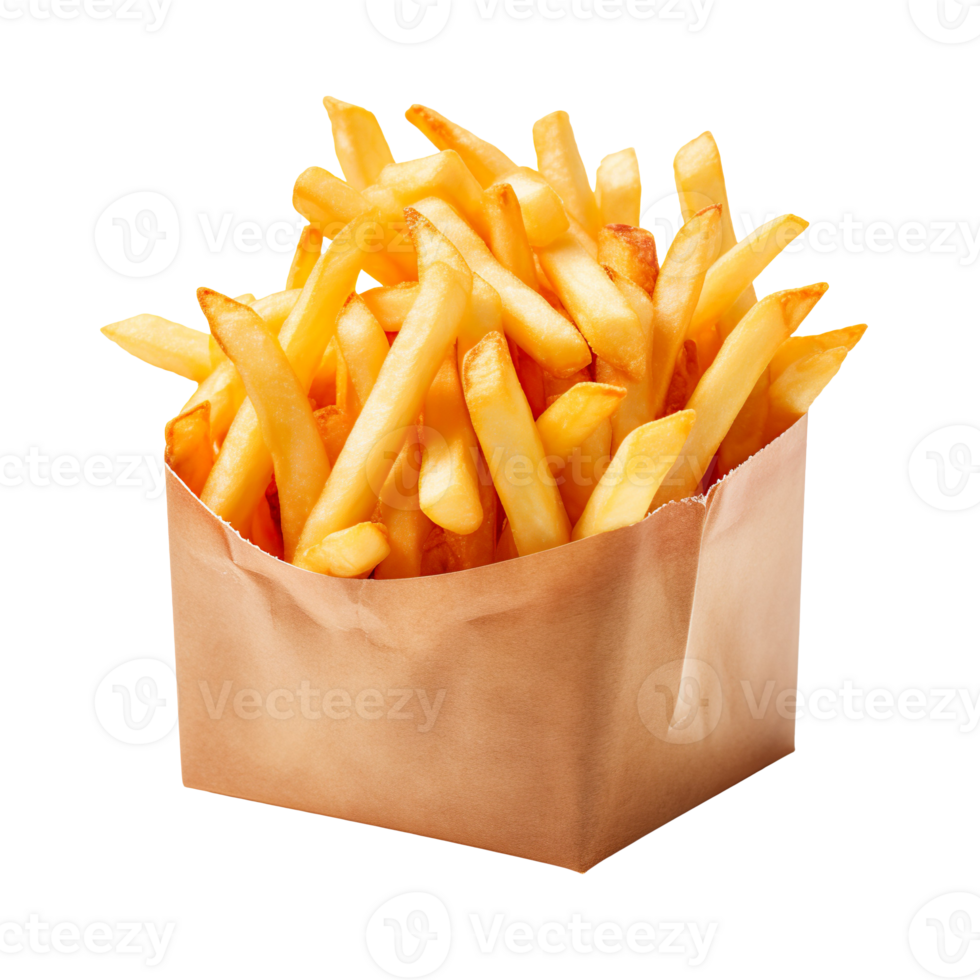 french fries in a box isolated on transparent background png