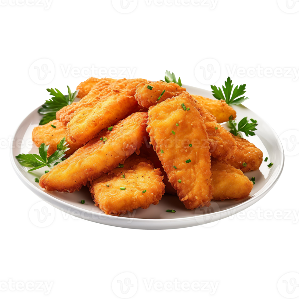 Fried fish fillets isolated on transparent background png