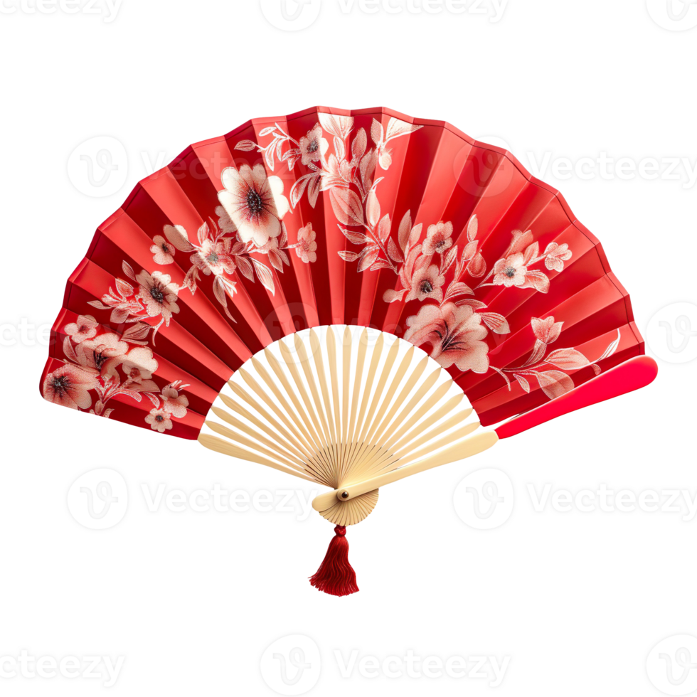 Folding Hand Fan isolated on transparent background png