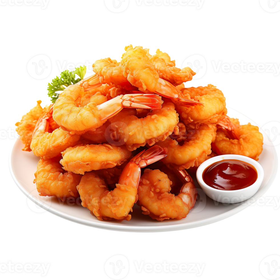 Fried shrimp isolated on transparent background png