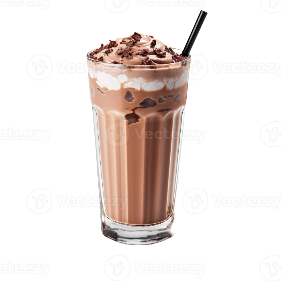 Glass with chocolate milkshake isolated on transparent background png