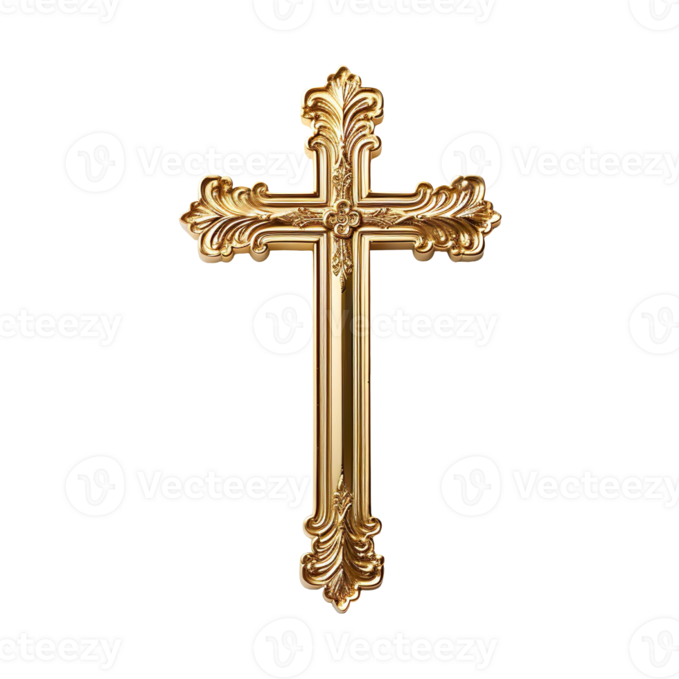 gold cross isolated on transparent background png