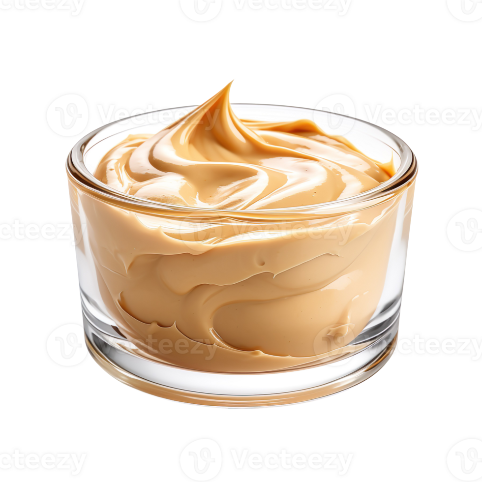 Glass bowl of peanut butter isolated on transparent background png