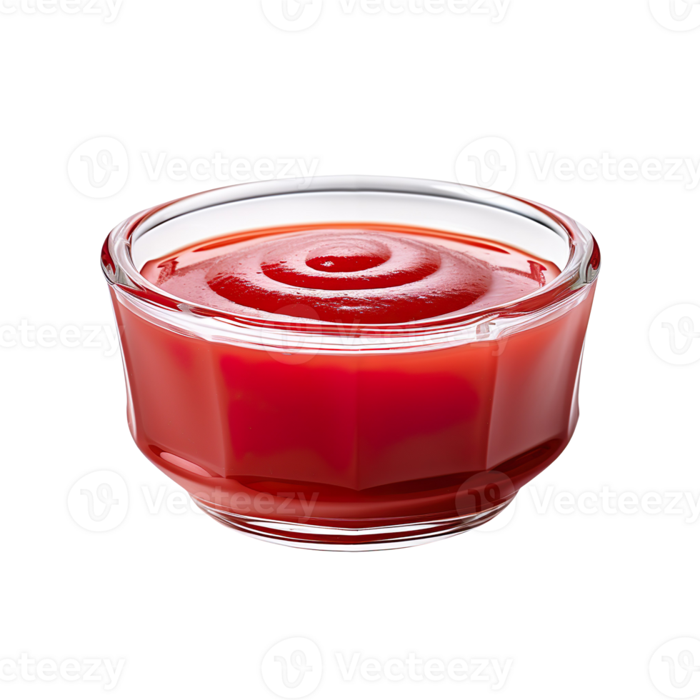 Glass bowl of ketchup isolated on transparent background png