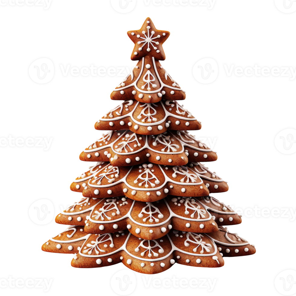 Gingerbread Christmas tree isolated on transparent background png