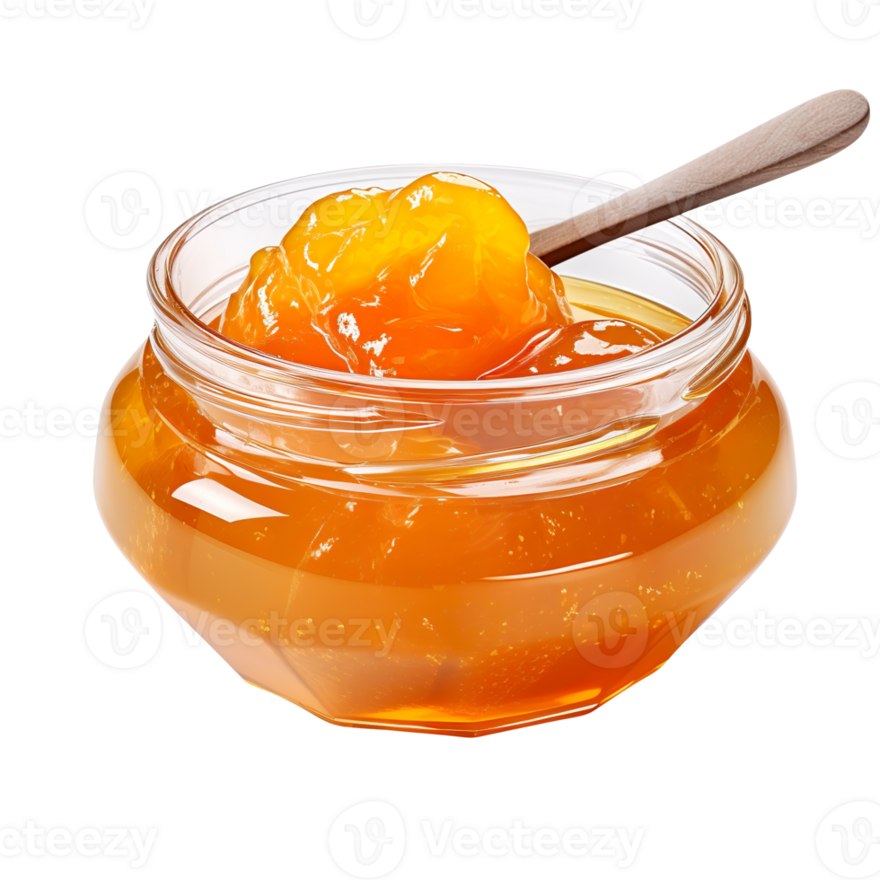 glass bowl of apricot jam isolated on transparent background png