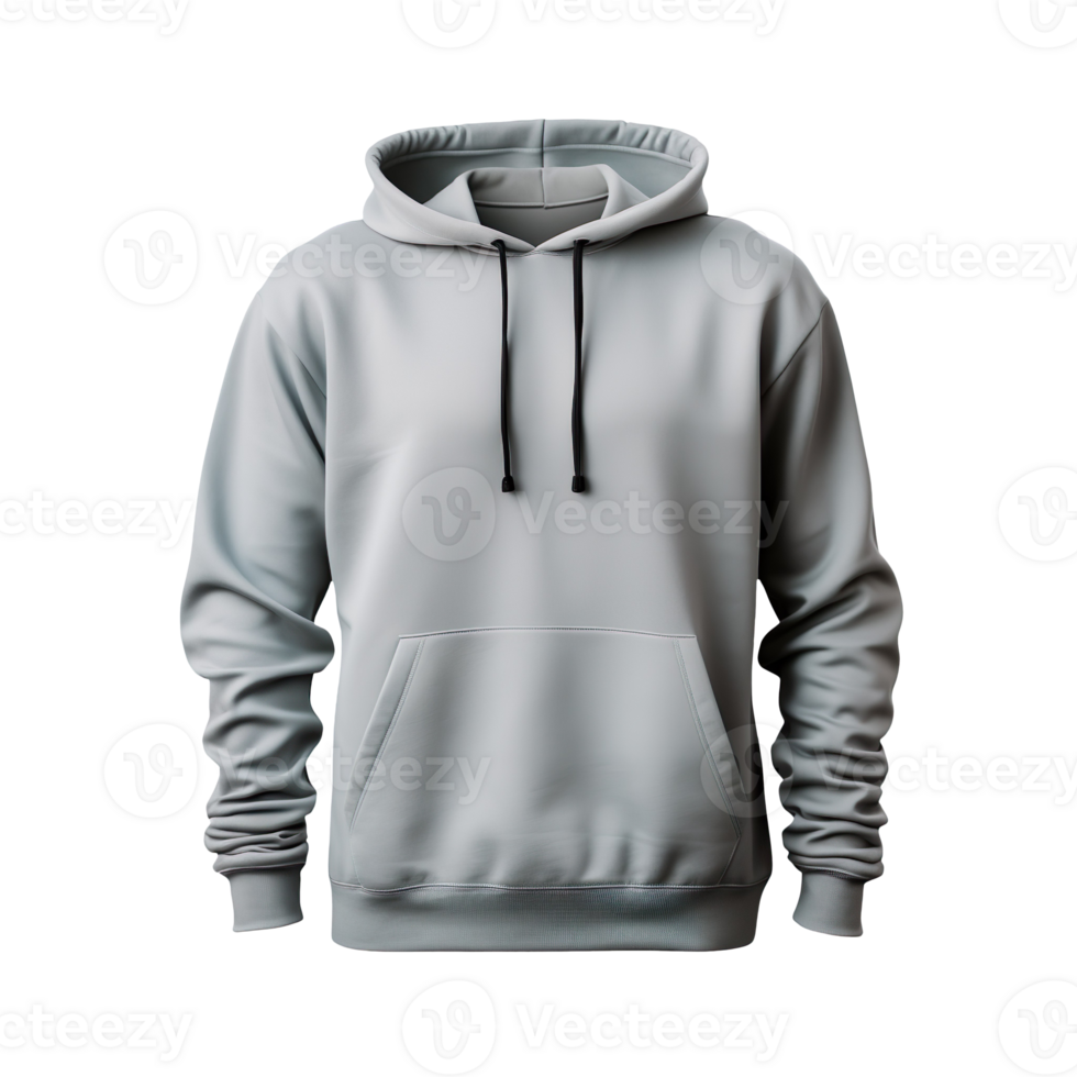 grey hoodie sweatshirt front isolated on transparent background png