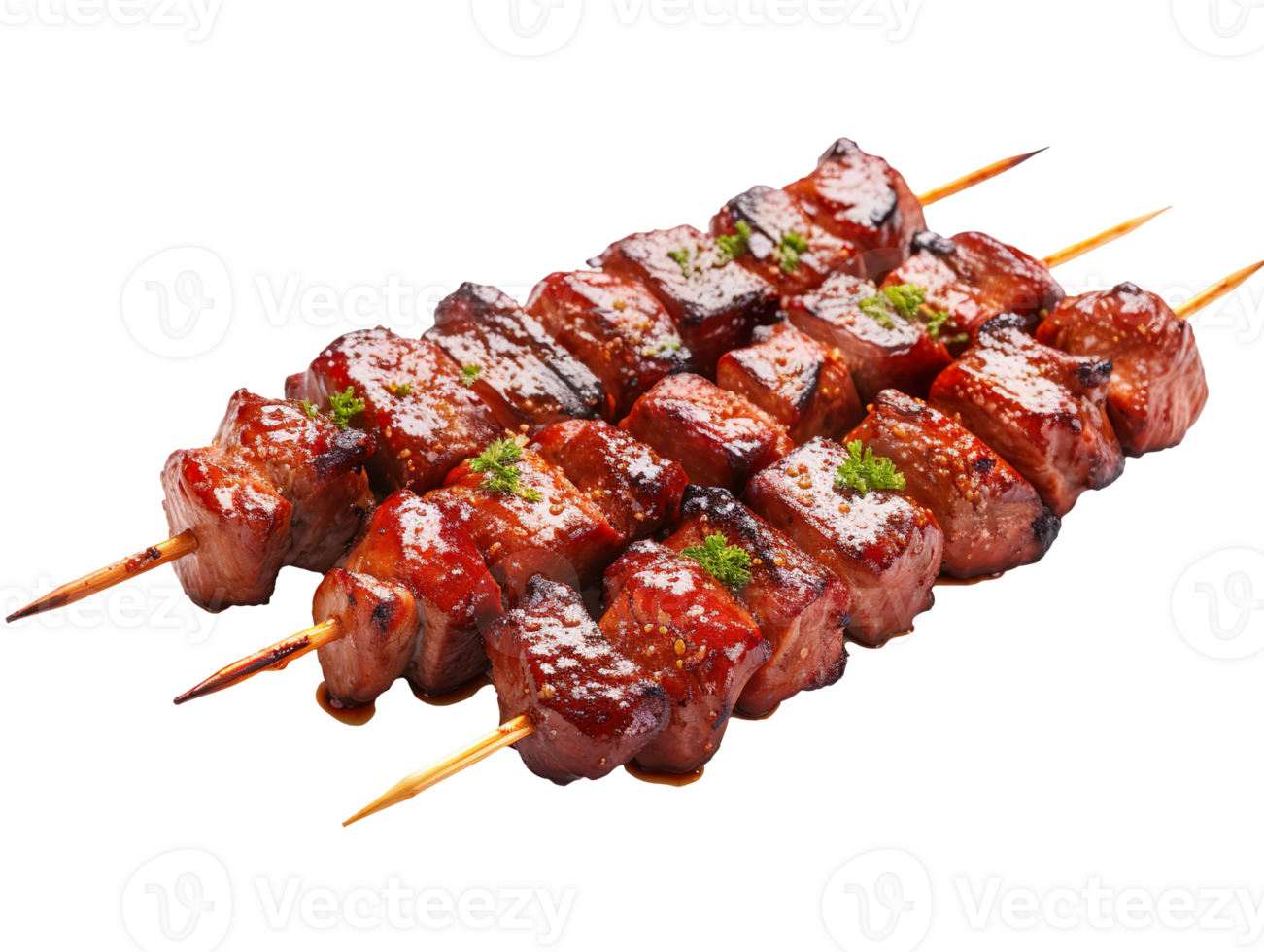Grilled pork meat on a stick isolated on transparent background png