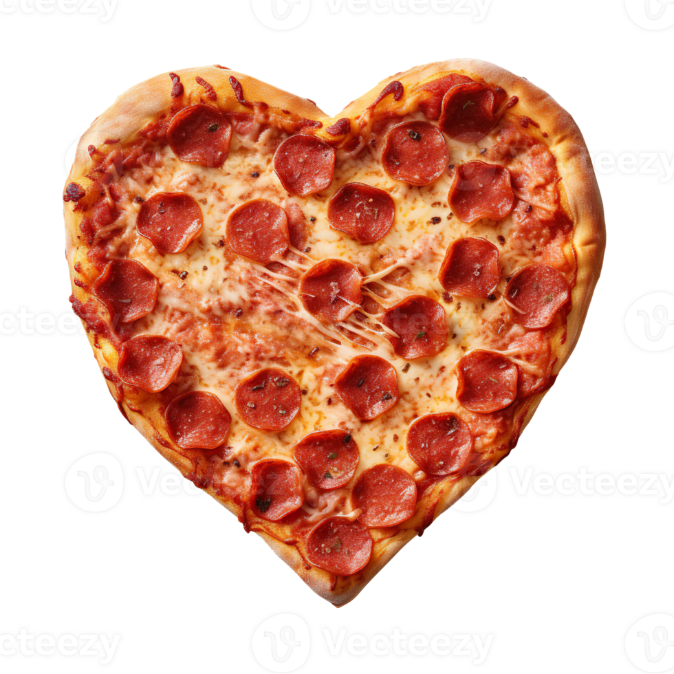 Heart shaped pizza isolated on transparent background png