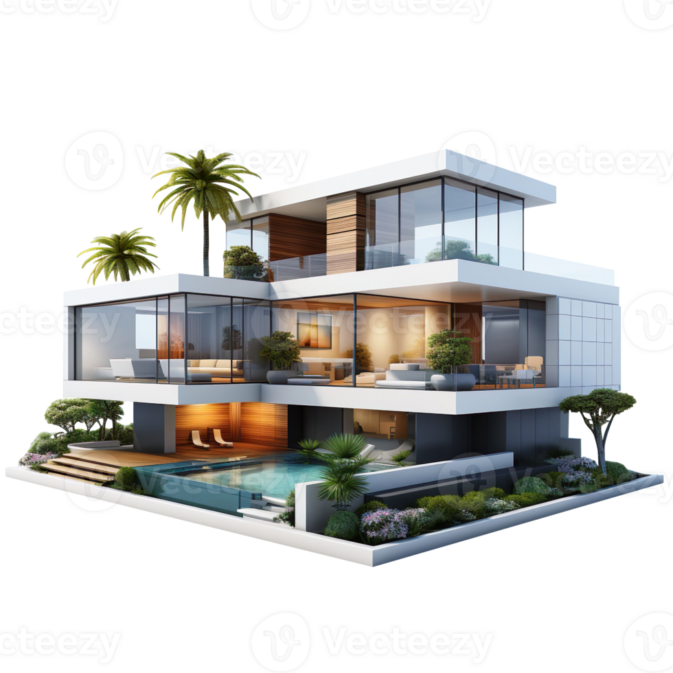 Modern House isolated on transparent background png