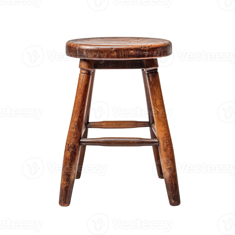Old wooden stool isolated on transparent background png