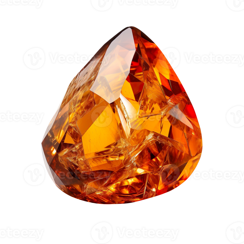 Orange amber gemstone isolated on transparent background png