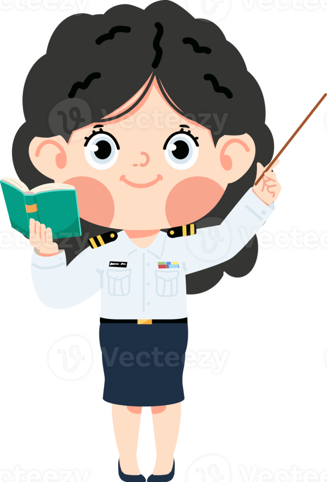 Teacher holding a book and pointing at something png