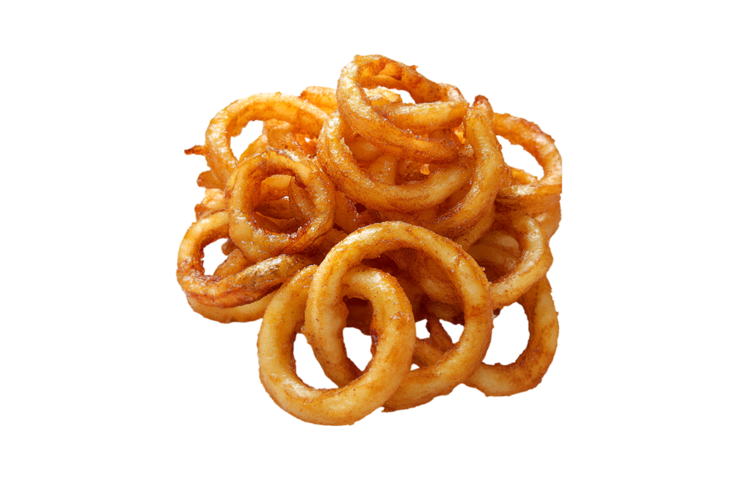 Seasoned curly fries isolated on a transparent background png