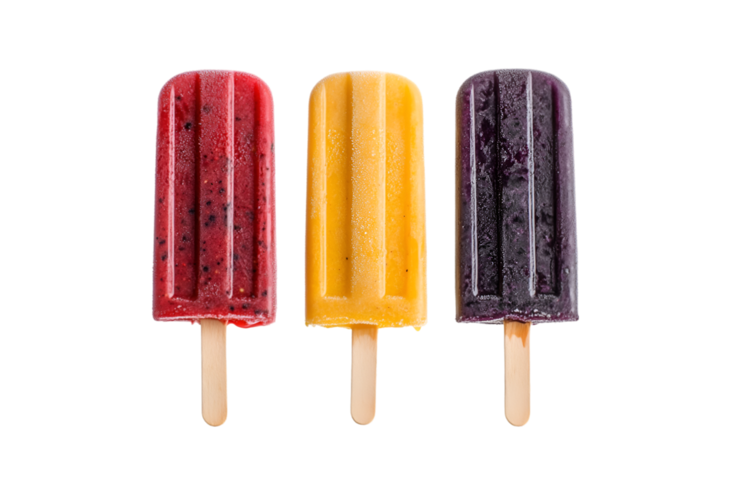 Assorted fruit popsicles on a transparent background png