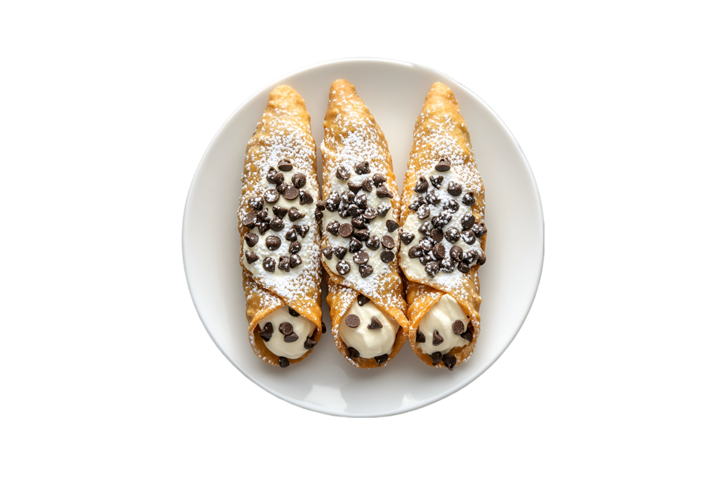 Chocolate chip cannoli on a transparent background png