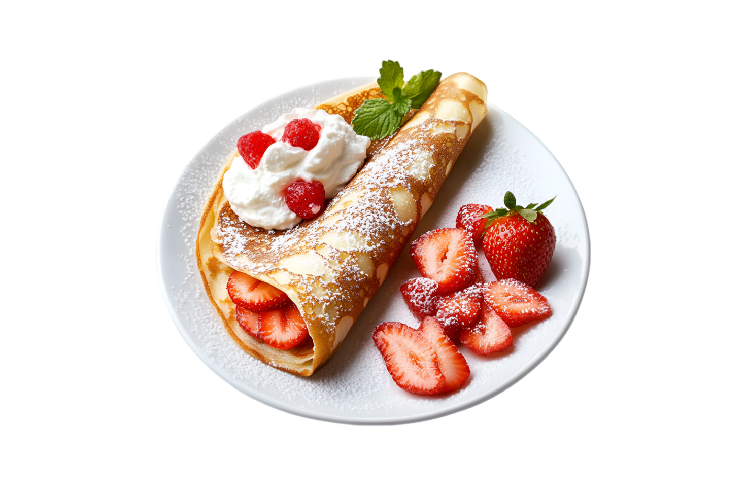 Strawberry and cream crepe on a transparent background png