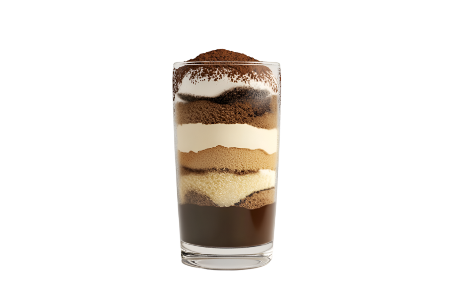 Tiramisu dessert in a glass isolated on a transparent background png