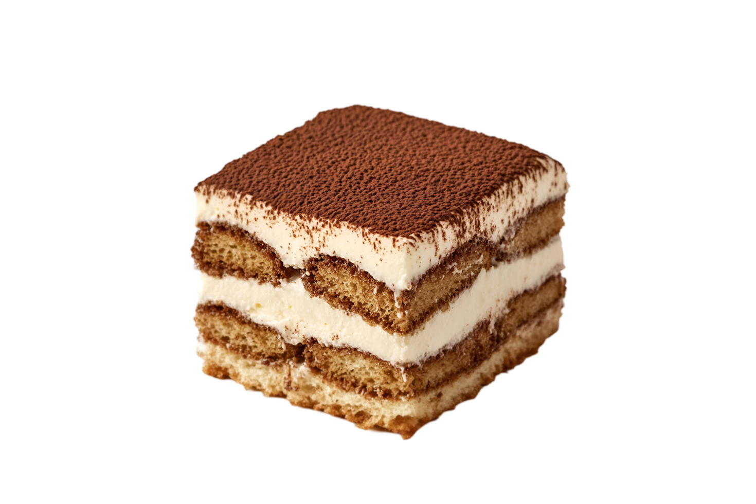 Tiramisu slice isolated on a transparent background png