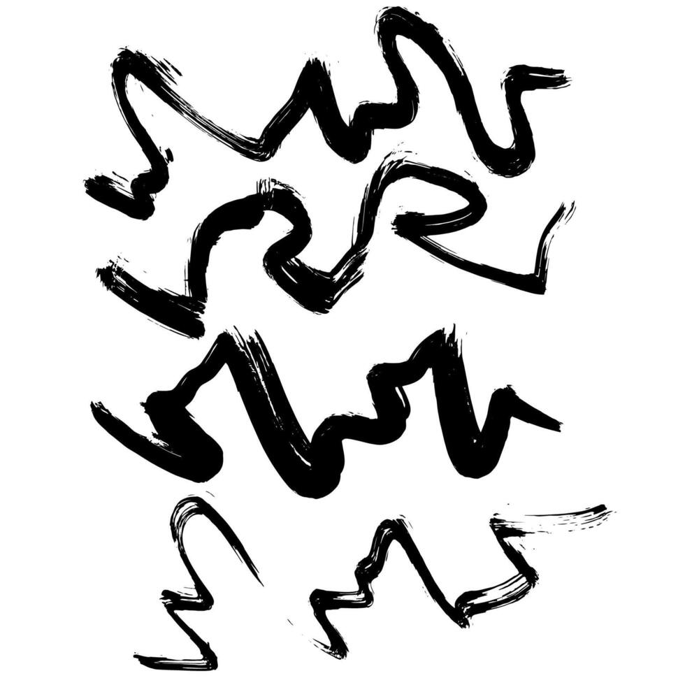 Dry Brush Grunge Wave Stroke Set Texture vector