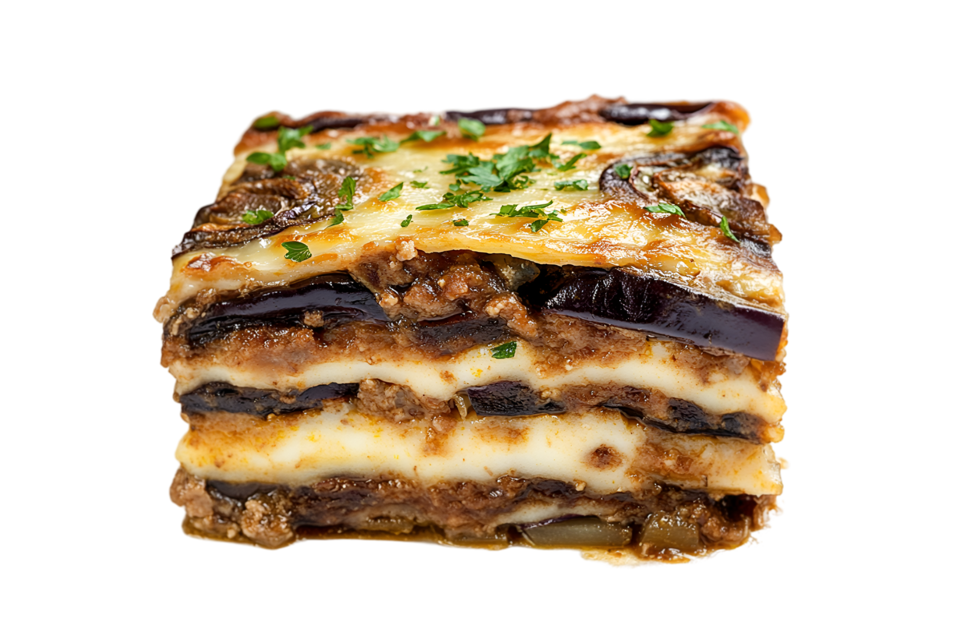 Moussaka slice isolated on a transparent background 52244879 PNG