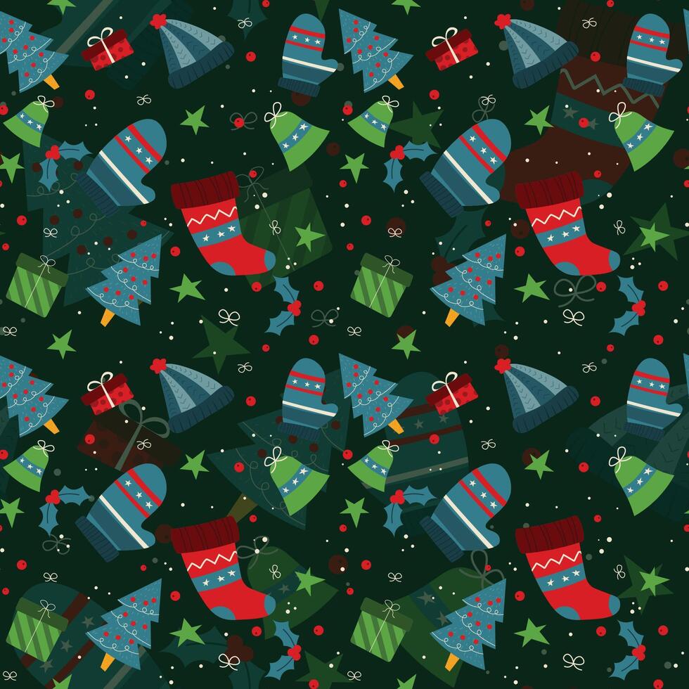 Hand drawn christmas pattern design background. . vector