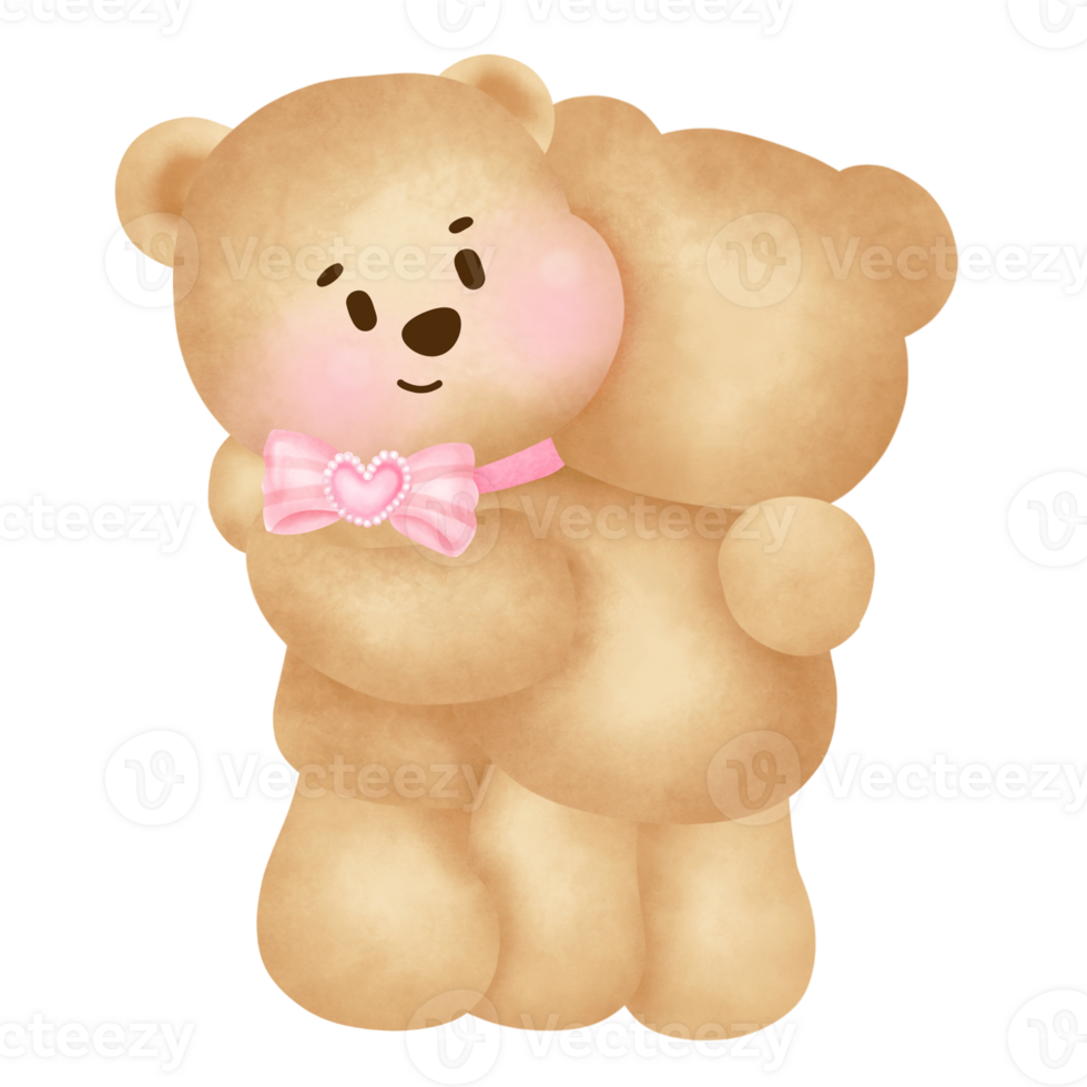 Cute Teddy Bear Hugging Illustration png