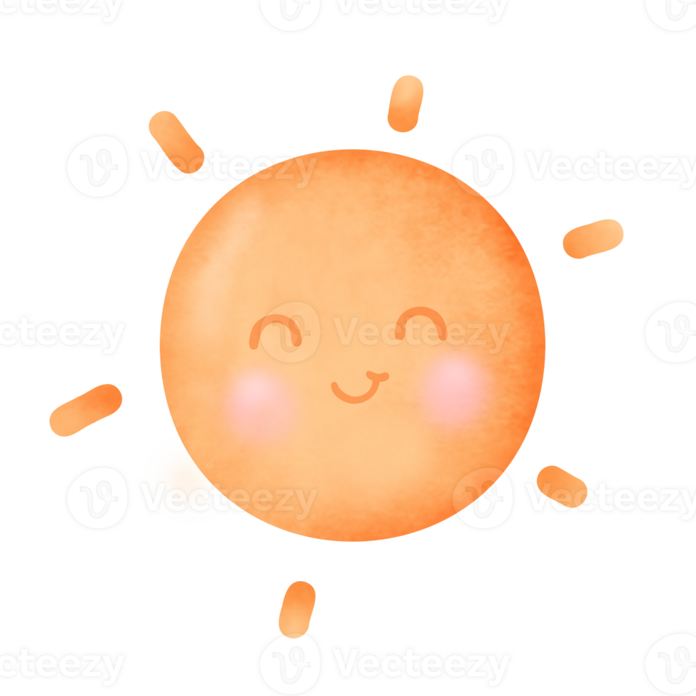 Watercolor sun illustration. png