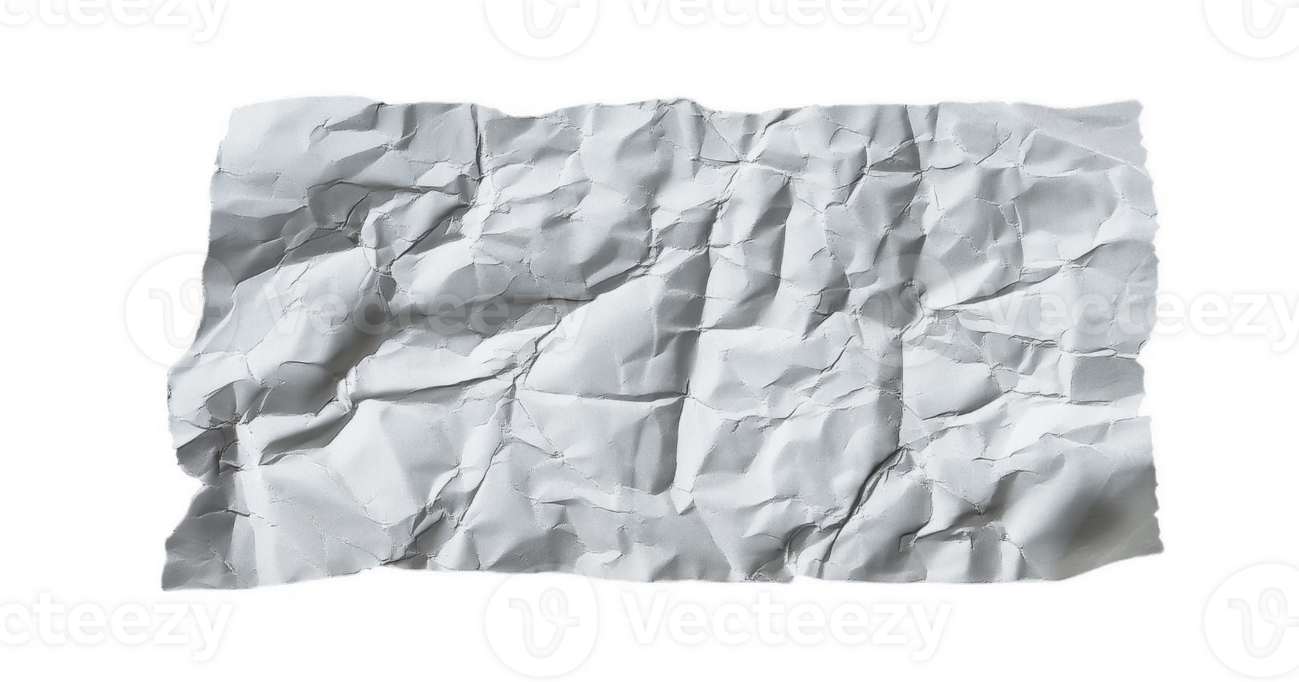 Crumpled white paper creates textured background on transparent background png