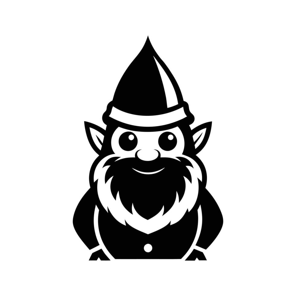 A black and white gnome with a beard vector