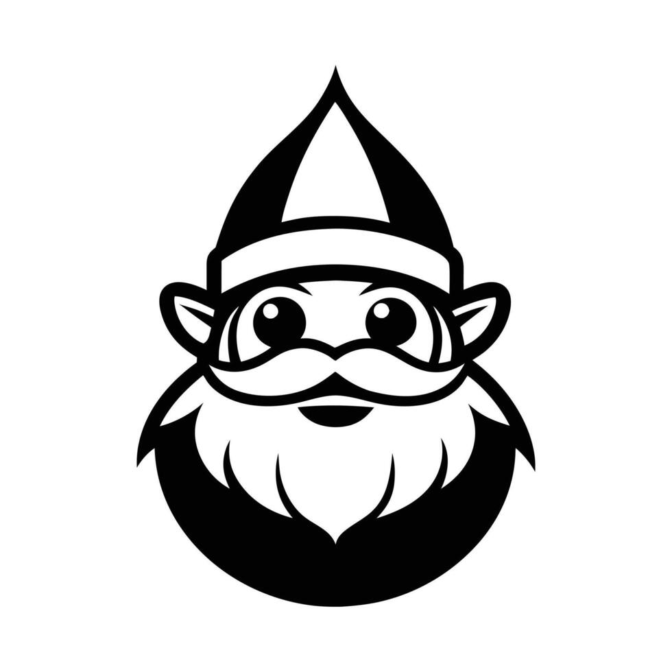 A black and white logo of a gnome vector
