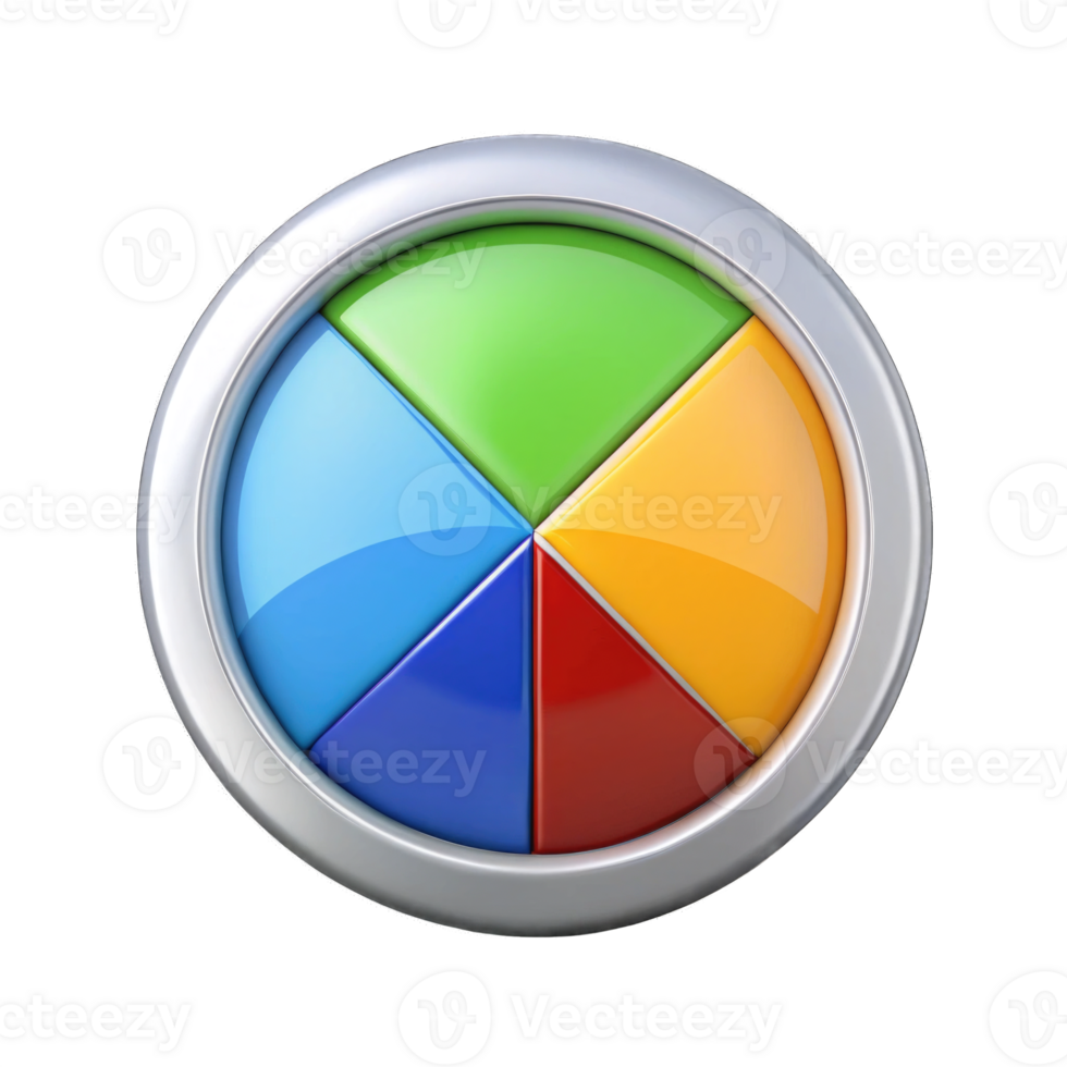 Cartoonist style round 3D chart isolated on transparent background png