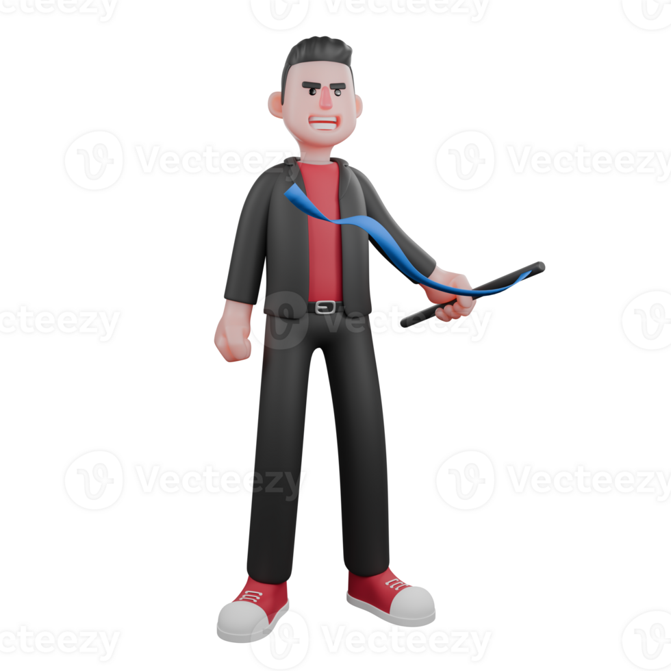 Dance Star 3D Model. A male choreographer stands holding a stick with a happy expression. Choreographer Artist png