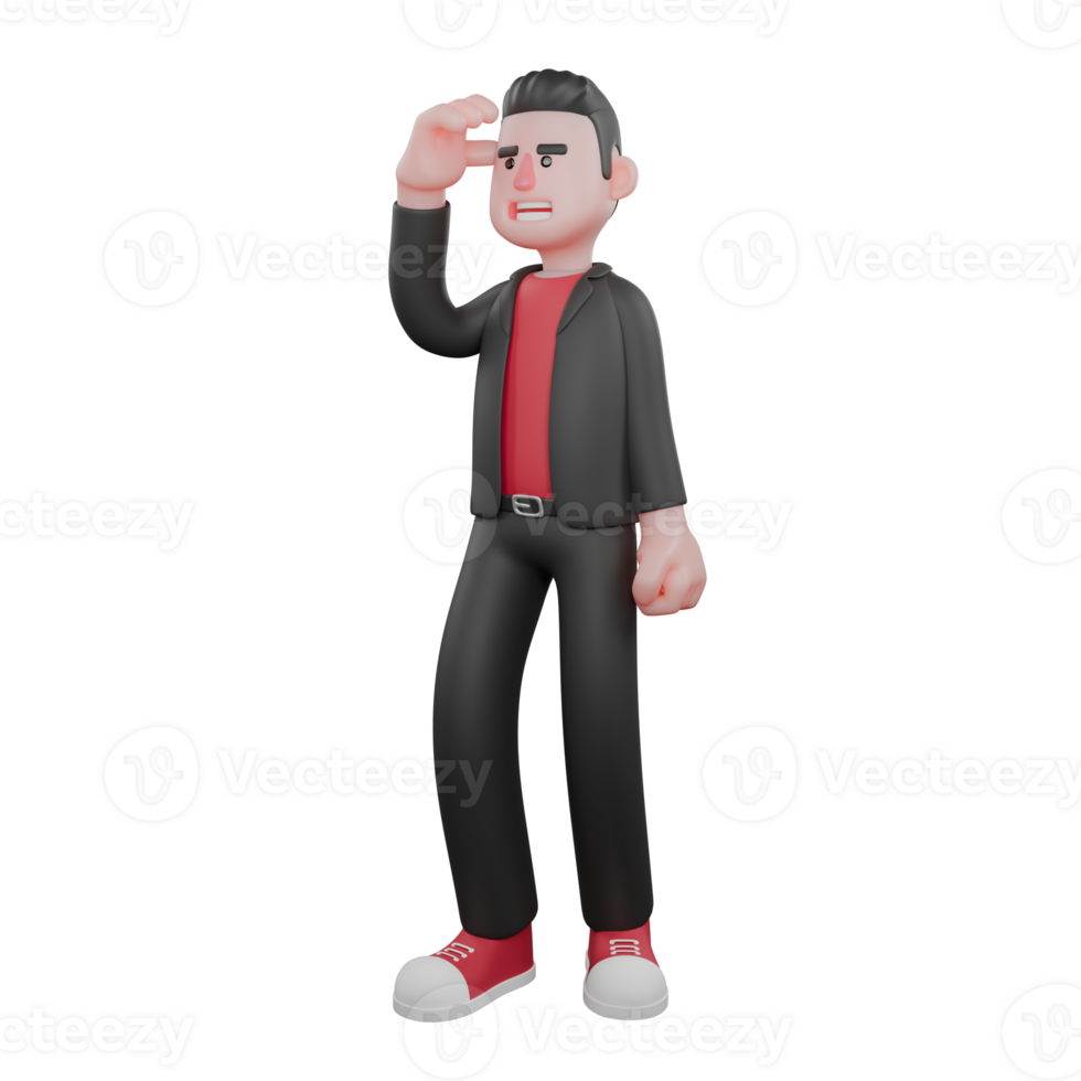 Cartoon Dance Artist Model. A male choreographer stands with his hands on his head with a happy expression. 3D Choreographer png